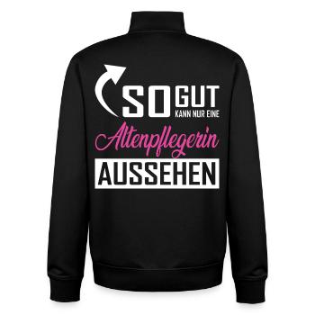 So gut kann nur eine Altenpflegerin aussehen - Unisex Organic Zip Sweatshirt von Stanley/Stella - Schwarz - Hinten - AI Model Male 185 light (185cm)