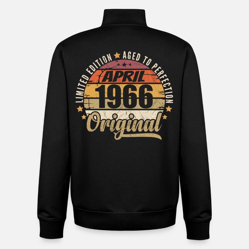 Cadeau D'anniversaire Avril 1966 - Sweat zippé unisexe en coton bio Stanley/Stella - noir