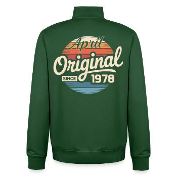 geboren im april 1978 - 48.Geburtstag april 1978 - Unisex Organic Zip Sweatshirt von Stanley/Stella - Flaschengrün - Hinten - AI Model Male 185 dark (185cm)