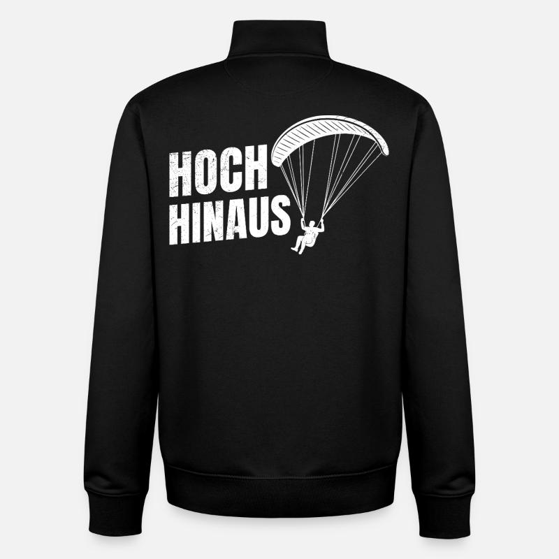 Paraglider Gift HIGH UP FUNNY - Unisex Organic Zip Sweatshirt by Stanley/Stella - black