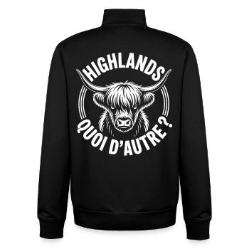 Schottische Highland-Kuh – Highland-Kuh - Unisex Organic Zip Sweatshirt von Stanley/Stella - Schwarz - Hinten - AI Model Male 185 light (185cm)