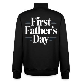 First Fathers Day – Papa erster Vatertag - Unisex Organic Zip Sweatshirt von Stanley/Stella - Schwarz - Hinten - AI Model Male 185 light (185cm)