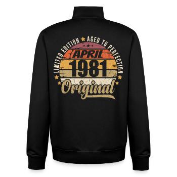 April 1981 Geburtstagsgeschenk - Unisex Organic Zip Sweatshirt von Stanley/Stella - Schwarz - Hinten - AI Model Male 185 light (185cm)