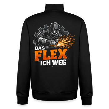 Handwerker Das Flex Ich Weg Lustig - Unisex Organic Zip Sweatshirt von Stanley/Stella - Schwarz - Hinten - AI Model Male 185 light (185cm)