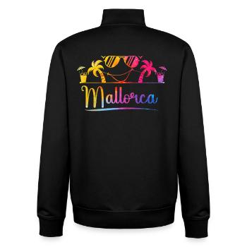 Mallorca Palm Trees Beach Graphic - Unisex Organic Zip Sweatshirt by Stanley/Stella - black - Back - AI Model Male 185 light (185cm)