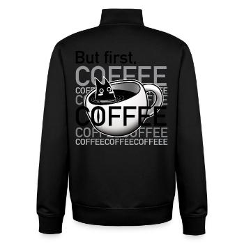 Coffee_Cat_in_Mug - Sweat zippé unisexe en coton bio Stanley/Stella - noir - Dos - AI Model Male 185 light (185cm)