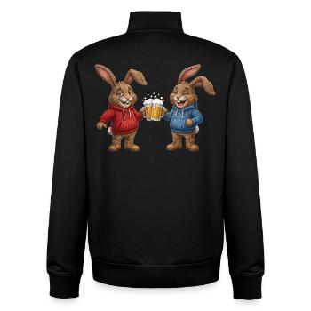 Fête de lapins de bière de Pâques Festons Santé Pâques - Sweat zippé unisexe en coton bio Stanley/Stella - noir - Dos - AI Model Male 185 light (185cm)