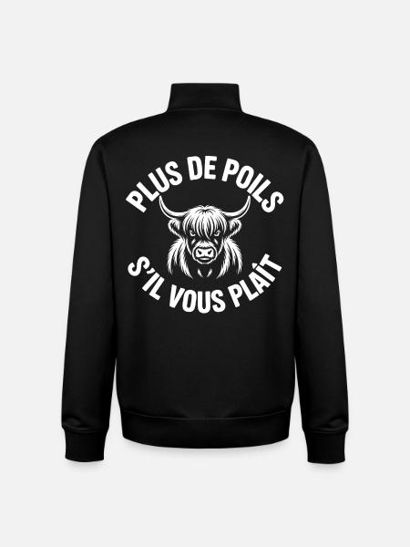Vache Highland Poils - Sweat zippé unisexe en coton bio Stanley/Stella - noir