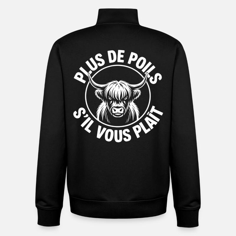 Vache Highland Poils - Sweat zippé unisexe en coton bio Stanley/Stella - noir