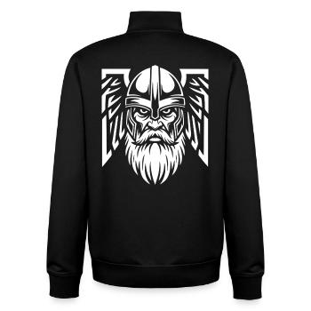 Viking Warrior Odin Winged Helmet Norse Mascot - Unisex Organic Zip Sweatshirt by Stanley/Stella - black - Back - AI Model Male 185 light (185cm)