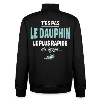 T’es pas le dauphin le plus rapide du lagon - Sweat zippé unisexe en coton bio Stanley/Stella - noir - Dos - AI Model Male 185 light (185cm)