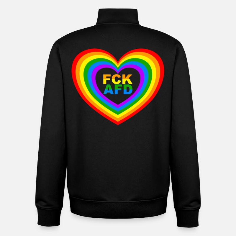 FCK AFD Herz - Unisex Organic Zip Sweatshirt by Stanley/Stella - black