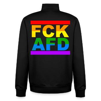 FCK AfD - Unisex Organic Zip Sweatshirt by Stanley/Stella - black - Back - AI Model Male 185 light (185cm)