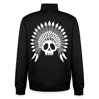 Indian Chief Skull (White) - Unisex Organic Zip Sweatshirt by Stanley/Stella - black - Back - AI Model Male 185 light (185cm)