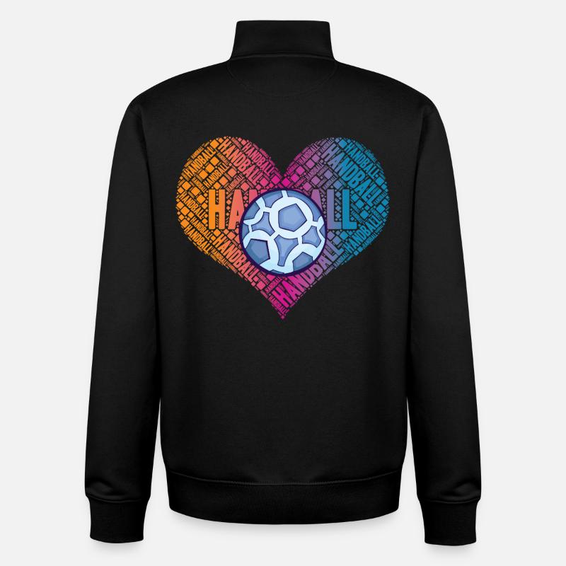 Coeur de Handball - Sweat zippé unisexe en coton bio Stanley/Stella - noir