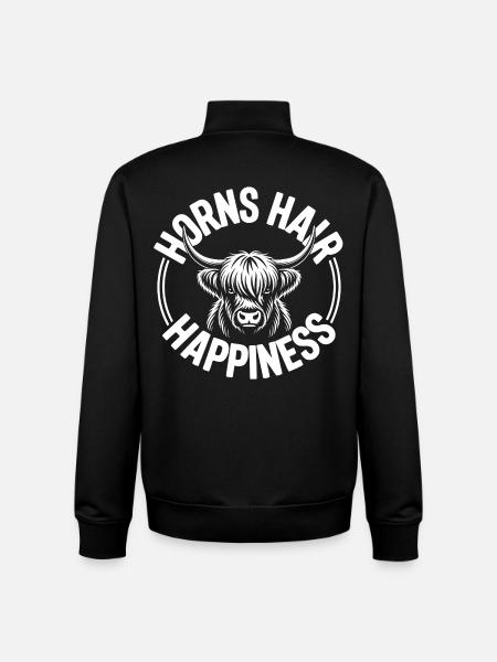 Horns Hair Happiness Highlands - Unisex Organic Zip Sweatshirt by Stanley/Stella - black