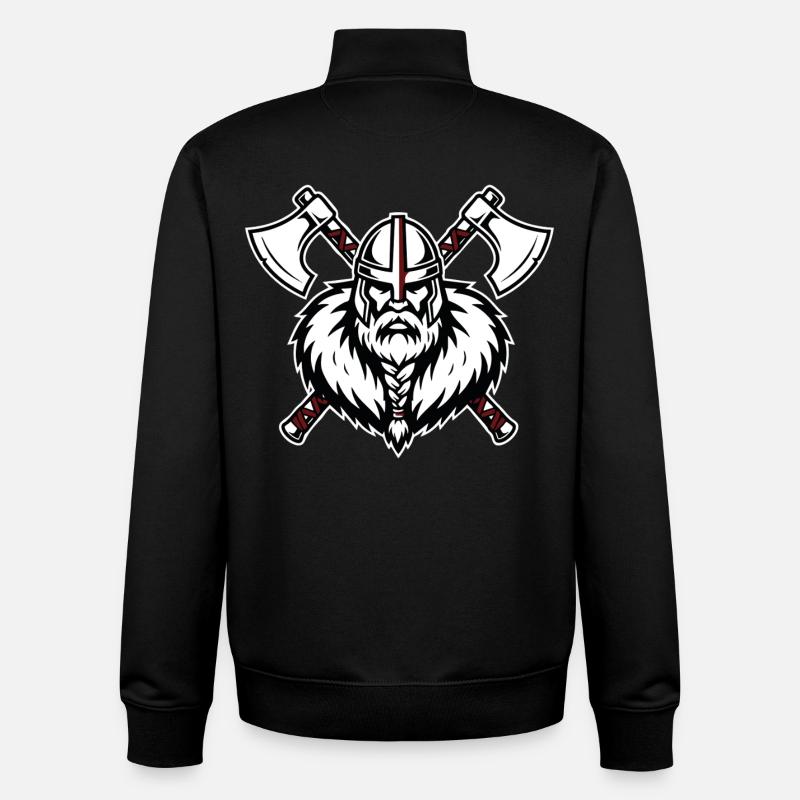 Wikinger-Axtmeister Krieger-Kreuzfahrer-Axt-Maskottchen - Unisex Organic Zip Sweatshirt von Stanley/Stella - Schwarz