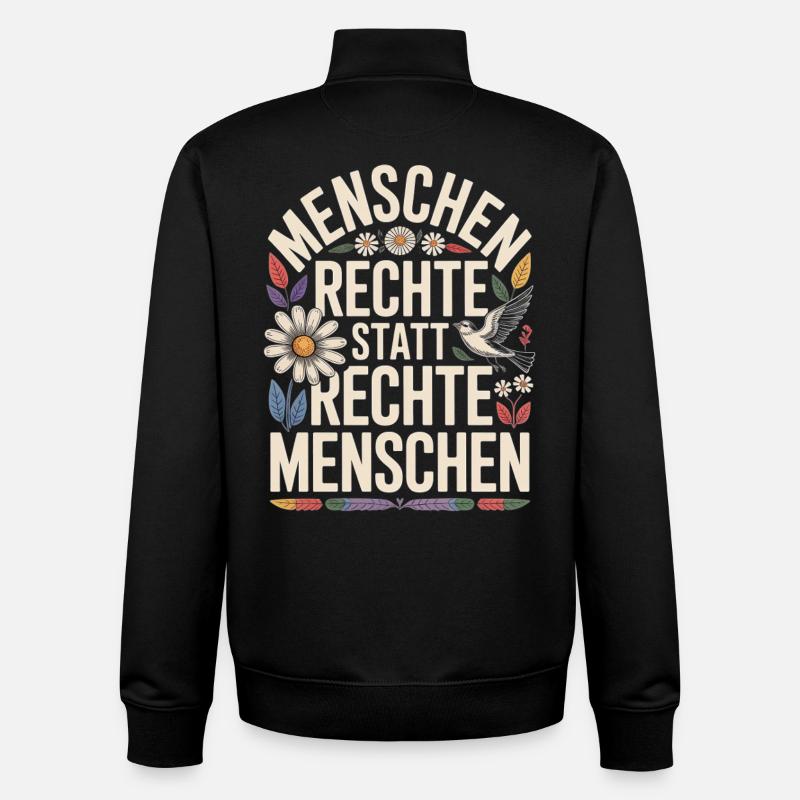 Menschenrechte statt rechte Menschen Statement - Unisex Organic Zip Sweatshirt von Stanley/Stella - Schwarz