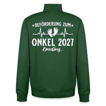 Beförderung zum Onkel 2027 Loading Geschenk - Unisex Organic Zip Sweatshirt von Stanley/Stella - Flaschengrün - Hinten - AI Model Male 185 dark (185cm)