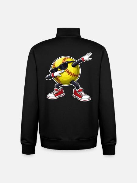 Softball Dabbing - Unisex Organic Zip Sweatshirt by Stanley/Stella - black
