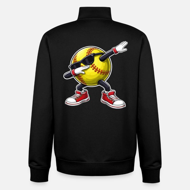 Softball Dabbing - Unisex Organic Zip Sweatshirt by Stanley/Stella - black