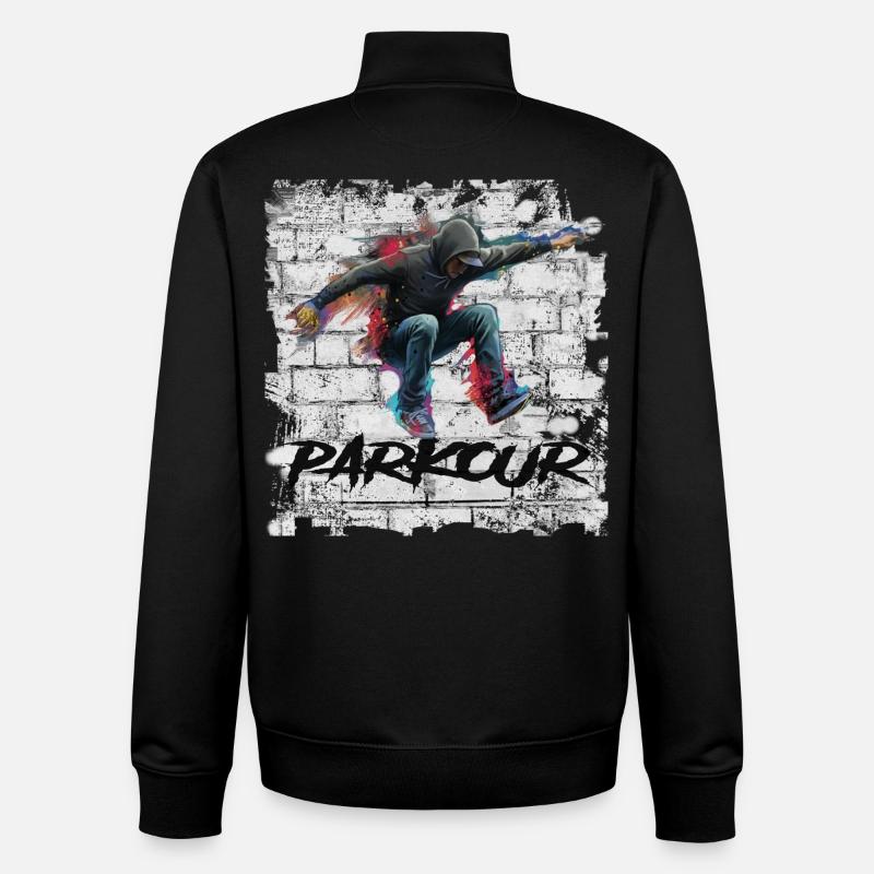 Parkour - Sweat zippé unisexe en coton bio Stanley/Stella - noir