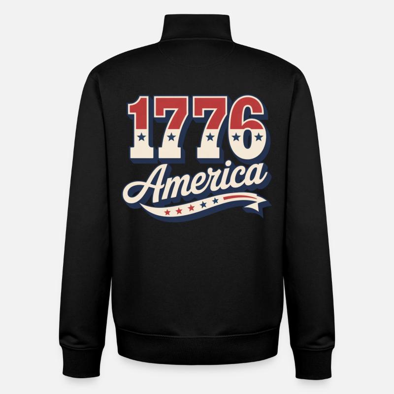 Amérique de 1776 - Sweat zippé unisexe en coton bio Stanley/Stella - noir