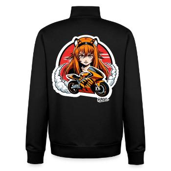 Tiger Rider Motorcycle Girl - Unisex Organic Zip Sweatshirt by Stanley/Stella - black - Back - AI Model Male 185 light (185cm)