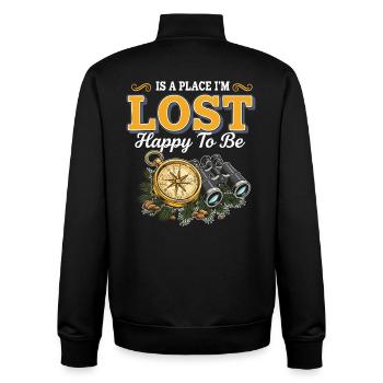 Lost Happy To Be Compass Hike Binoculars - Unisex Organic Zip Sweatshirt by Stanley/Stella - black - Back - AI Model Male 185 light (185cm)