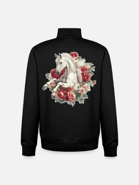 Pferd mit Rosen - Unisex Organic Zip Sweatshirt von Stanley/Stella - Schwarz
