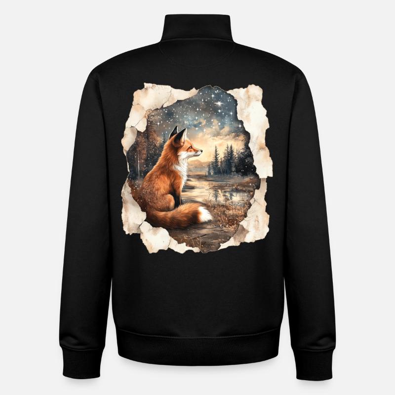 Fuchs Sterne - Unisex Organic Zip Sweatshirt von Stanley/Stella - Schwarz