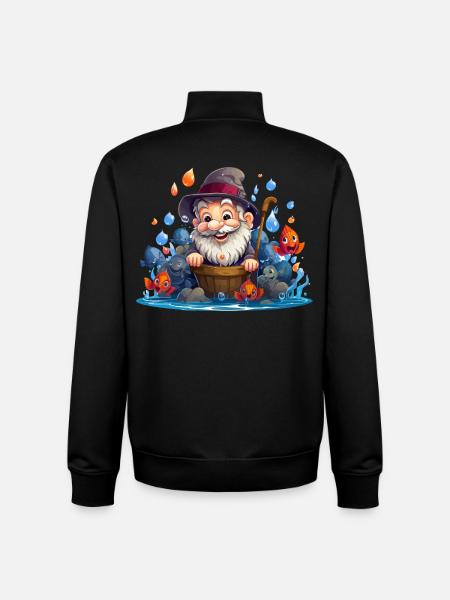Fröhlicher Fischer mit bunten Fischen - Unisex Organic Zip Sweatshirt von Stanley/Stella - Schwarz