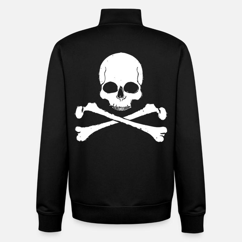 Crâne à motif croisé de crâne - Sweat zippé unisexe en coton bio Stanley/Stella - noir