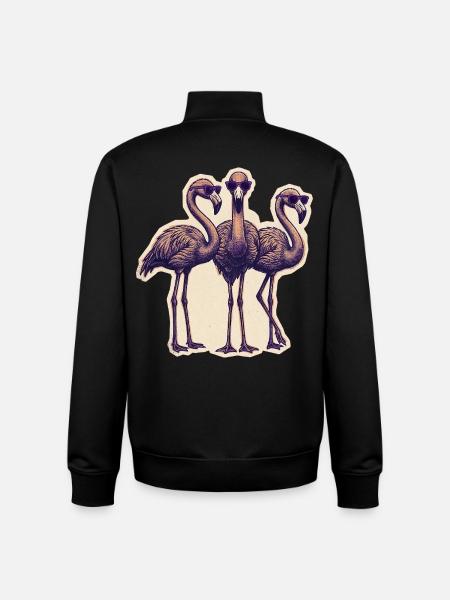 Flamingos with sunglasses - Unisex Organic Zip Sweatshirt by Stanley/Stella - black