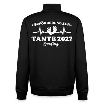 Beförderung zur Tante 2027 Loading Geschenk - Unisex Organic Zip Sweatshirt von Stanley/Stella - Schwarz - Hinten - AI Model Male 185 light (185cm)