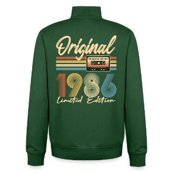 40th birthday, 40 years, original 1986 - Unisex Organic Zip Sweatshirt by Stanley/Stella - bottle green - Back - AI Model Male 185 dark (185cm)