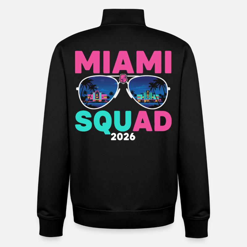 Miami Squad 2026 - Sweat zippé unisexe en coton bio Stanley/Stella - noir