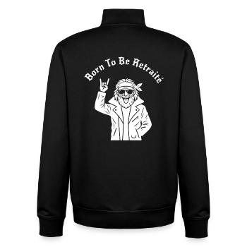 Born To Be Retired (white text) - Unisex Organic Zip Sweatshirt by Stanley/Stella - black - Back - AI Model Male 185 light (185cm)