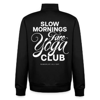 Slow Mornings Face Yoga Club - Unisex Organic Zip Sweatshirt by Stanley/Stella - black - Back - AI Model Male 185 light (185cm)