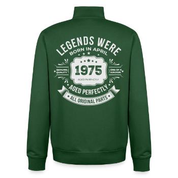 April 1975 Birthday Gift - Unisex Organic Zip Sweatshirt by Stanley/Stella - bottle green - Back - AI Model Male 185 dark (185cm)