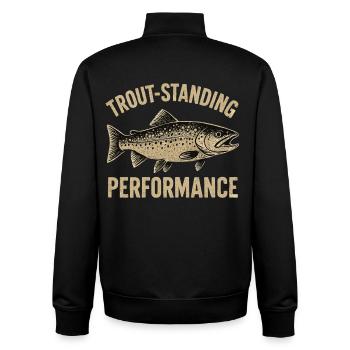 Forellen Angeln Spruch Trout-standing Performance - Unisex Organic Zip Sweatshirt von Stanley/Stella - Schwarz - Hinten - AI Model Male 185 light (185cm)
