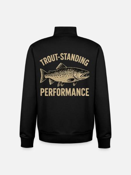 Trout Fishing Saying Trout-standing Performance - Unisex Organic Zip Sweatshirt by Stanley/Stella - black
