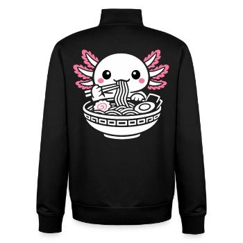 Axolotl Kawaii Ramen Essen Niedlich Geschenk - Unisex Organic Zip Sweatshirt von Stanley/Stella - Schwarz - Hinten - AI Model Male 185 light (185cm)