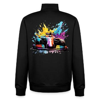 Rennwagen-Geschwindigkeit Bunte Splash-Art-Rennfahrer - Unisex Organic Zip Sweatshirt von Stanley/Stella - Schwarz - Hinten - AI Model Male 185 light (185cm)