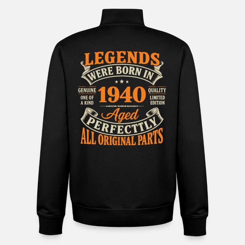 Legends 1940 Aged Perfect - Unisex Organic Zip Sweatshirt by Stanley/Stella - black