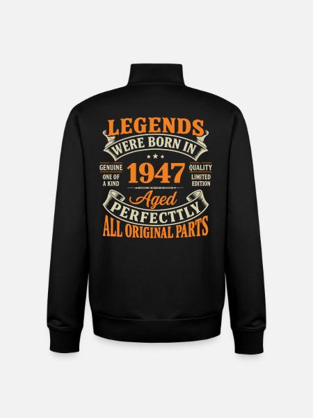 Legends 1947, Aged Perfectly - Unisex Organic Zip Sweatshirt by Stanley/Stella - black