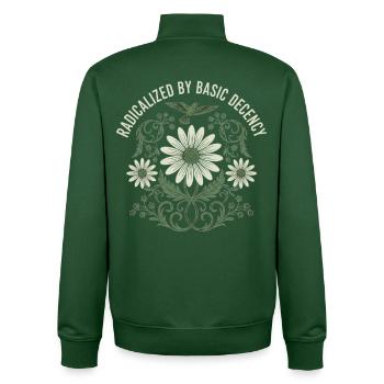Radicalized by Basic Decency Vintage Flower Shirt - Unisex Organic Zip Sweatshirt by Stanley/Stella - bottle green - Back - AI Model Male 185 dark (185cm)