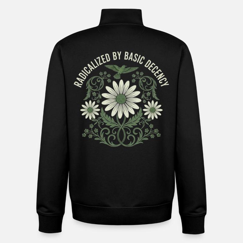 Radicalized by Basic Decency Vintage Flower Shirt - Unisex Organic Zip Sweatshirt von Stanley/Stella - Schwarz