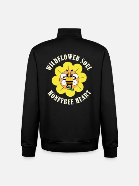 Corazón de Abeja Alma Flor Silvestre – Naturaleza Retro - Sudadera unisex con cremallera de algodón orgánico de Stanley/Stella - negro