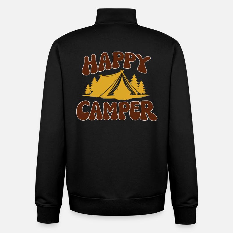 Happy Camper  - Unisex Organic Zip Sweatshirt von Stanley/Stella - Schwarz